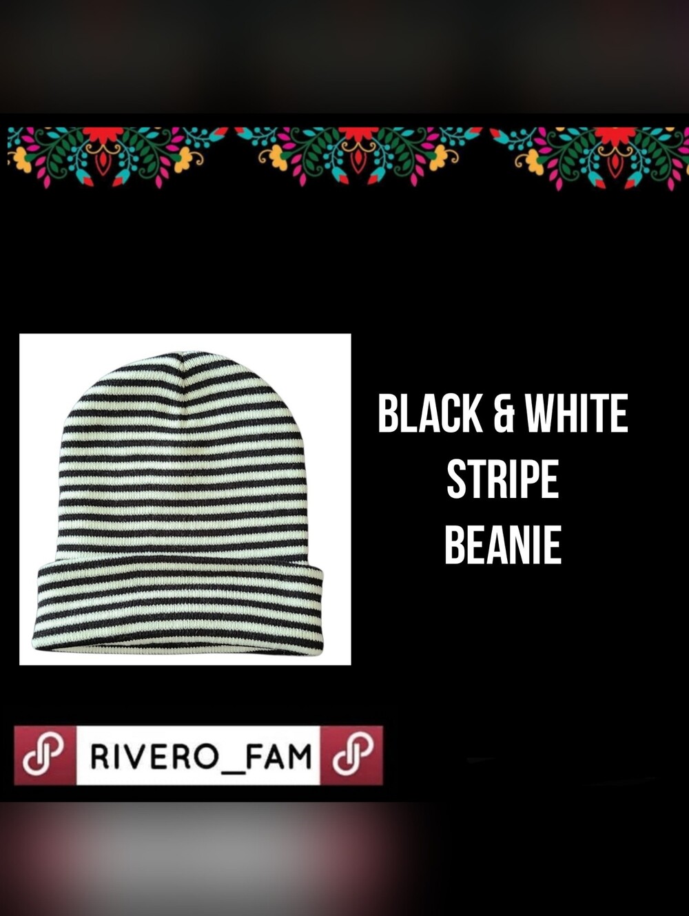 BLACK & WHITE STRIPE BEANIE